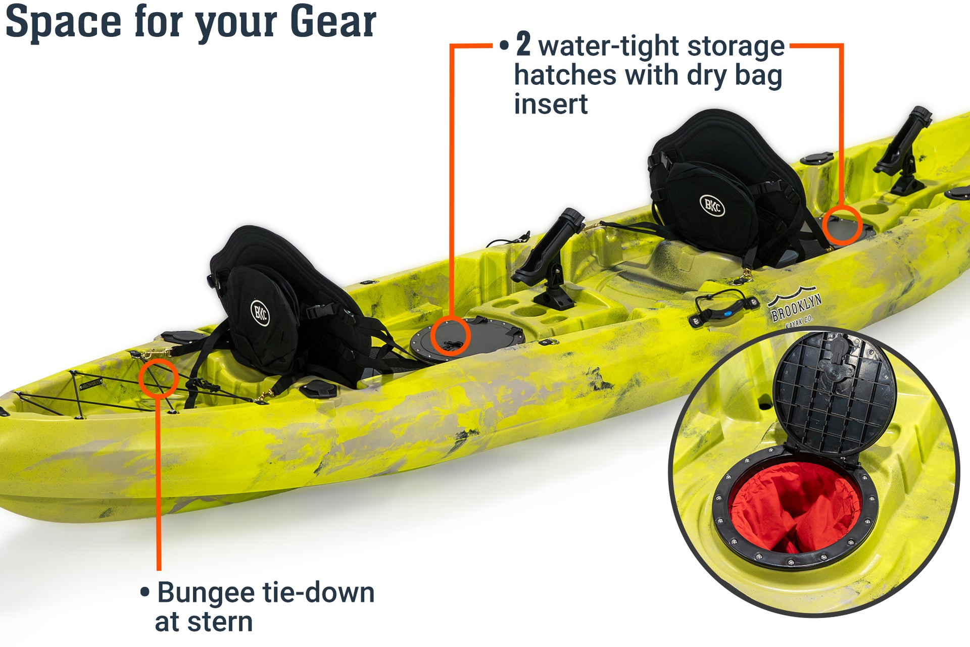 Brooklyn 12.5 tandem kayak, space - Brooklyn Kayak Company