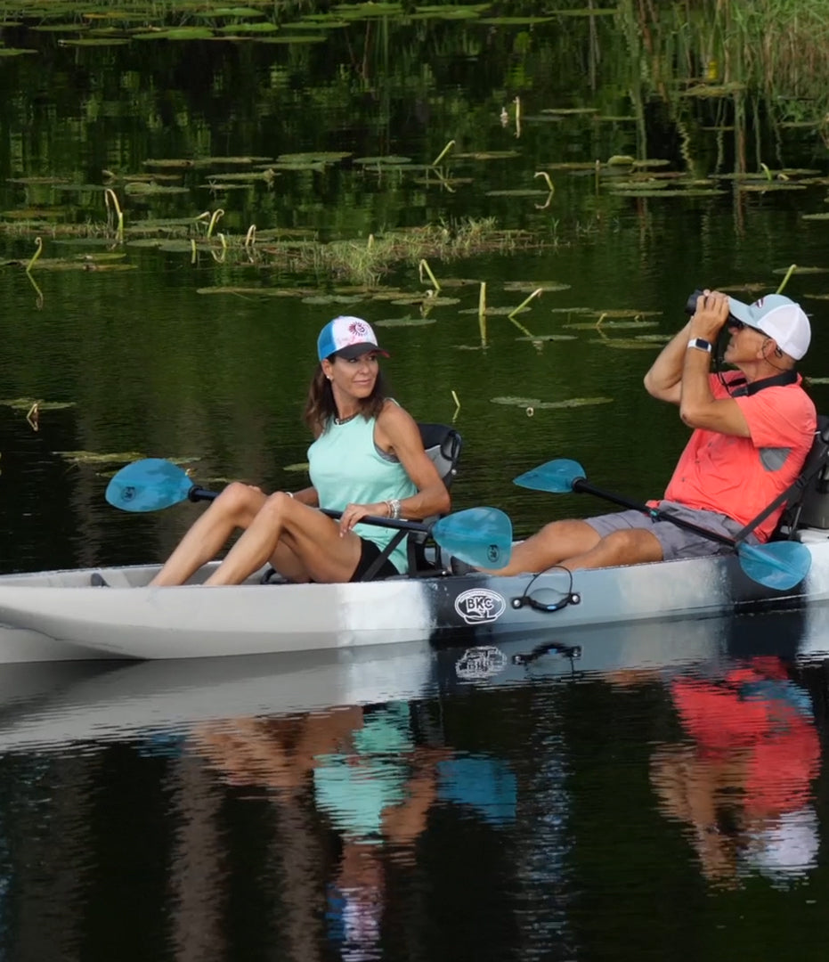 couple bird watching on tandem kayak closeup - Brooklyn Kayak Company