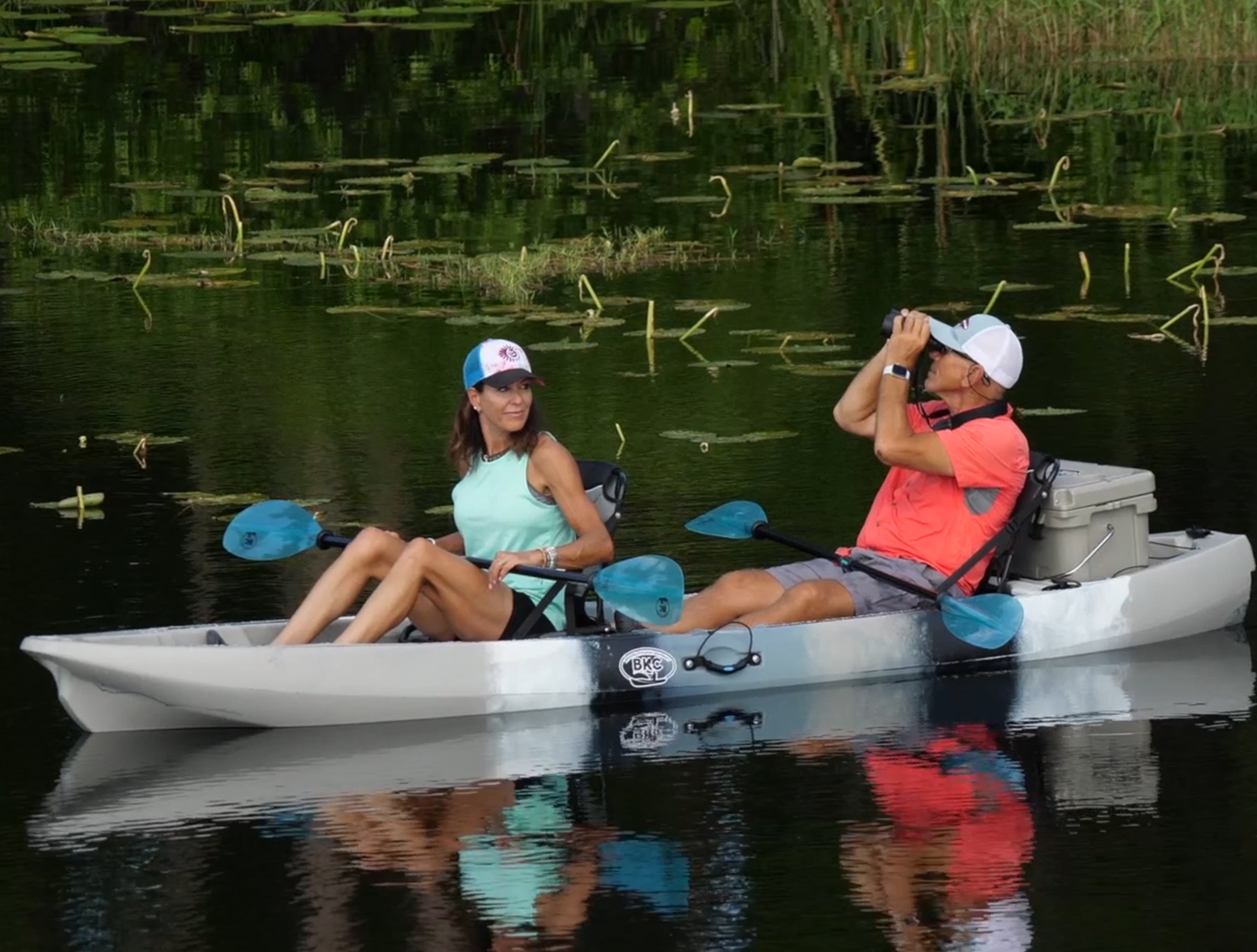 couple bird watching on tandem kayak - Brooklyn Kayak Company