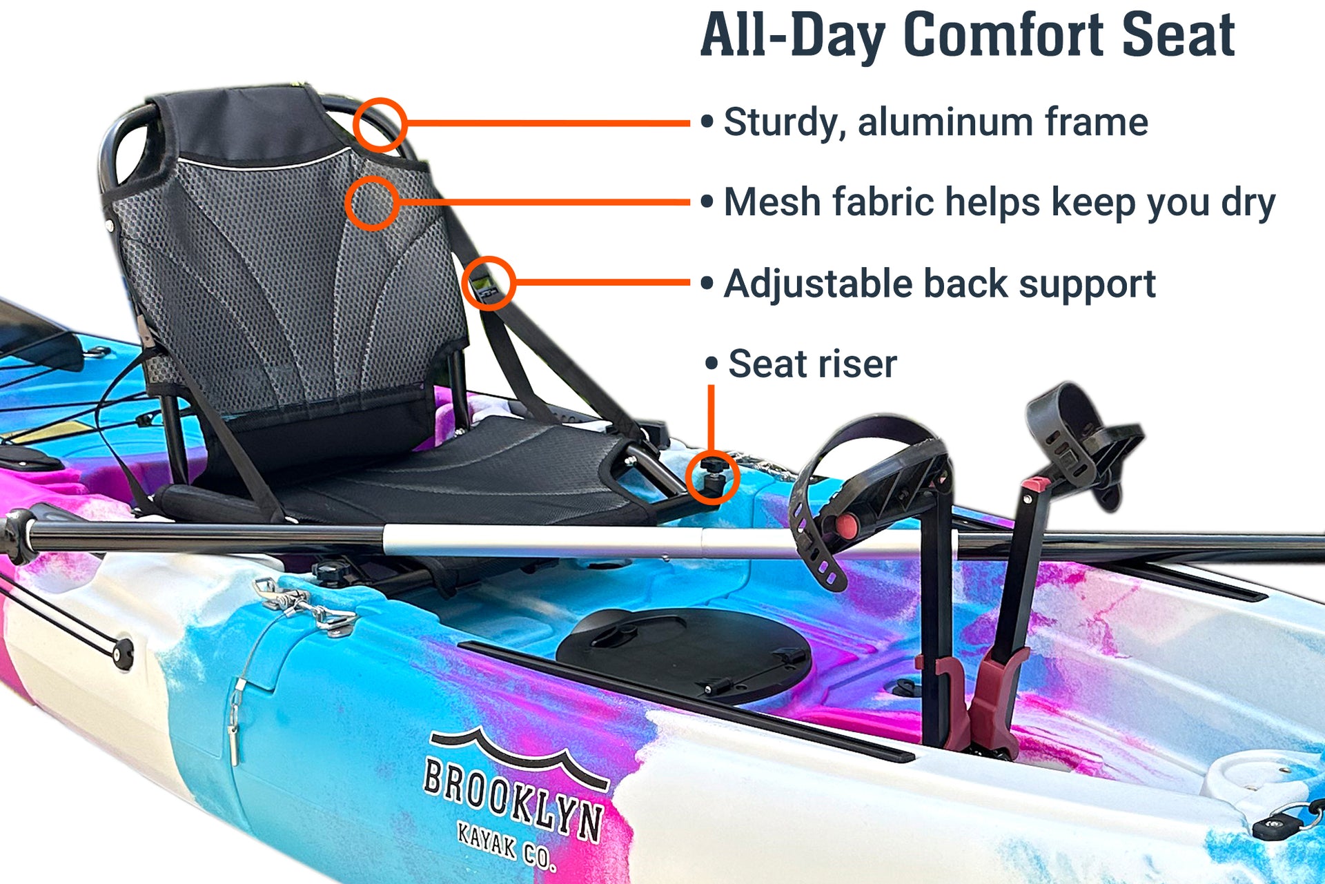 MPT13 tandem modular pedal kayak, 3-piece, seat - Brooklyn Kayak Company