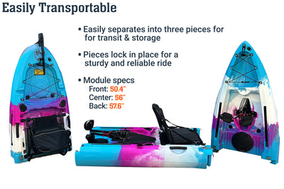 MPT13 tandem modular pedal kayak, 3-piece portable - Brooklyn Kayak Company
