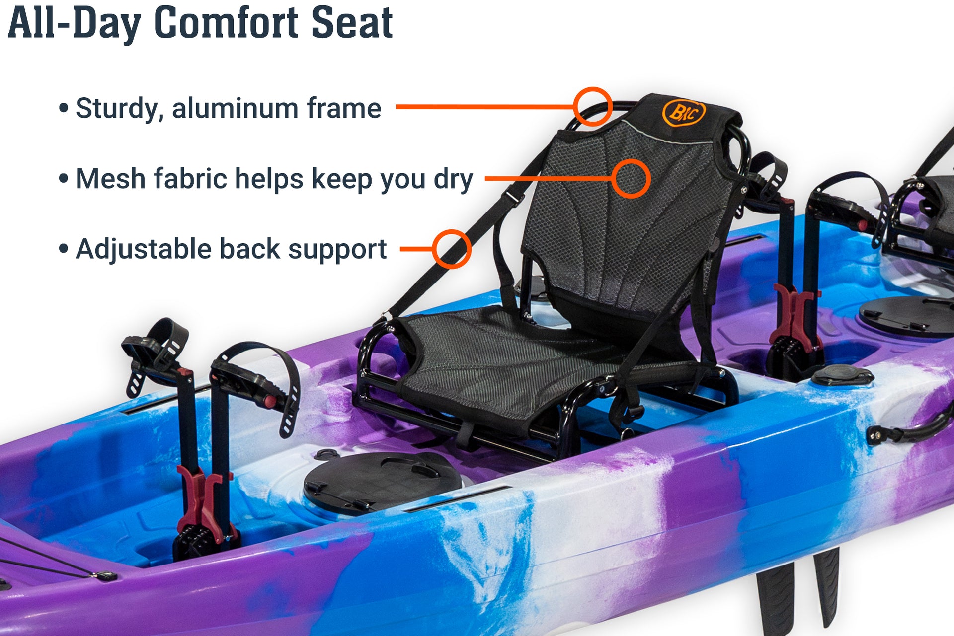 13.5 tandem pedal kayak, seat - Brooklyn Kayak Company