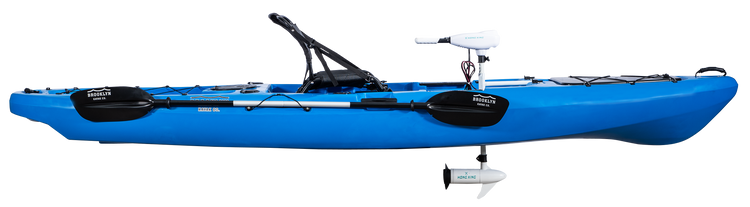 BKC PK13 Single Kayak with Trolling Motor blue - Brooklyn Kayak Company