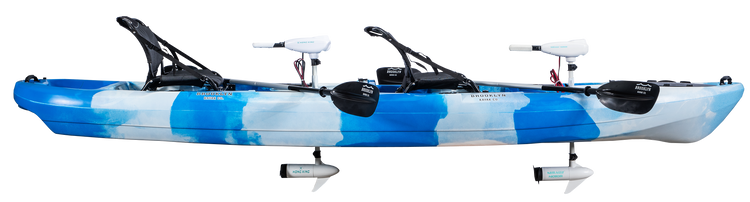 BKC PK14 Tandem Fishing Kayak with Trolling Motor - Brooklyn Kayak Company