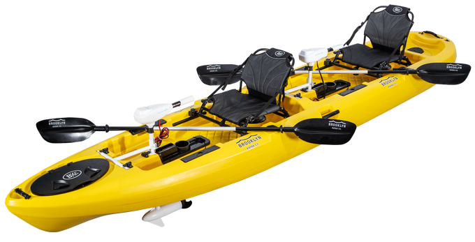BKC PK14 Tandem Fishing Kayak with Trolling Motor - Brooklyn Kayak Company