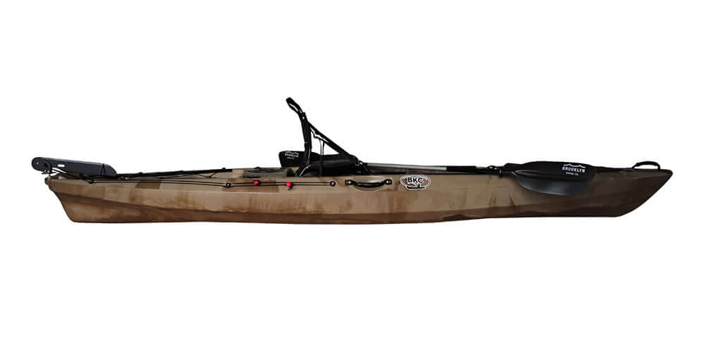BKC FK13 13-foot Solo Sit on Top Angler Fishing Kayak w/ Upright Seat, Paddle, Hand Rudder, and Multiple Storage Compartments
