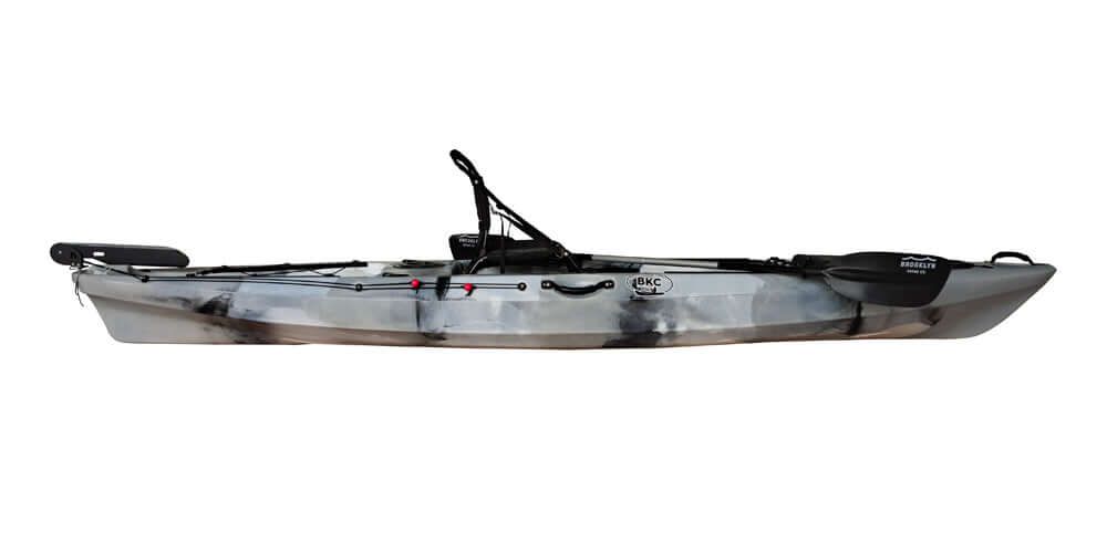 BKC FK13 13-foot Solo Sit on Top Angler Fishing Kayak w/ Upright Seat, Paddle, Hand Rudder, and Multiple Storage Compartments