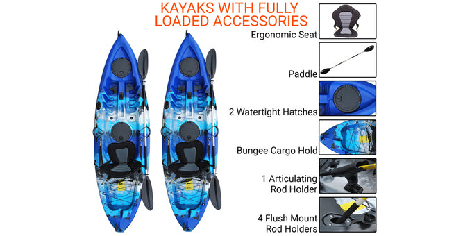 BKC FK184 Angler Sit-On-Top Single Fishing Kayaks TWO-PACK, accessories - Brooklyn Kayak Company
