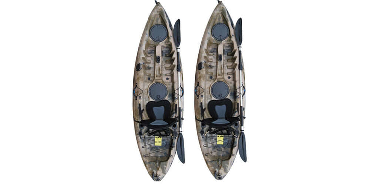 BKC FK184 Angler Sit-On-Top Single Fishing Kayaks TWO-PACK, green camo - Brooklyn Kayak Company