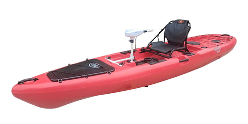 BKC PK13 Single Kayak with Trolling Motor red - Brooklyn Kayak Company