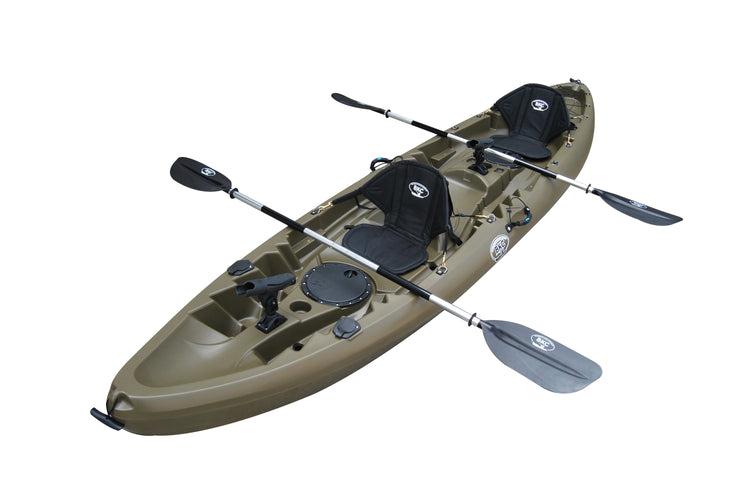 BKC TK219 12.5-foot Tandem 2 or 3 Person Sit On Top Fishing Kayak w/ Padded Seats and Paddles - Brooklyn Kayak Company