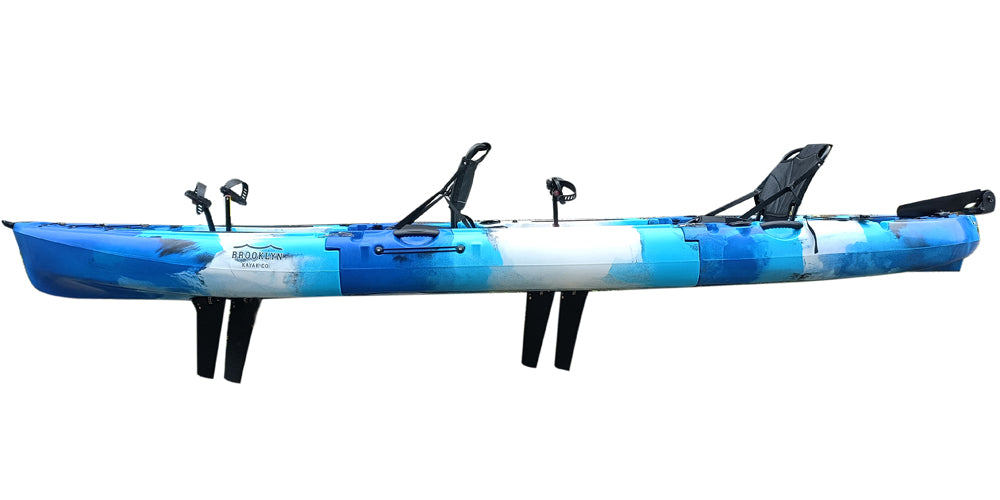 Brooklyn 13.0 3pc Tandem Modular Pedal Kayak (MPT13), blue camo - Brooklyn Kayak Company