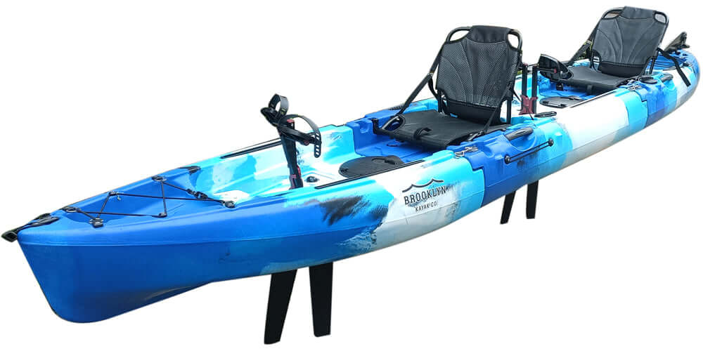 Brooklyn 13.0 3pc Tandem Modular Pedal Kayak (MPT13), blue camo - Brooklyn Kayak Company