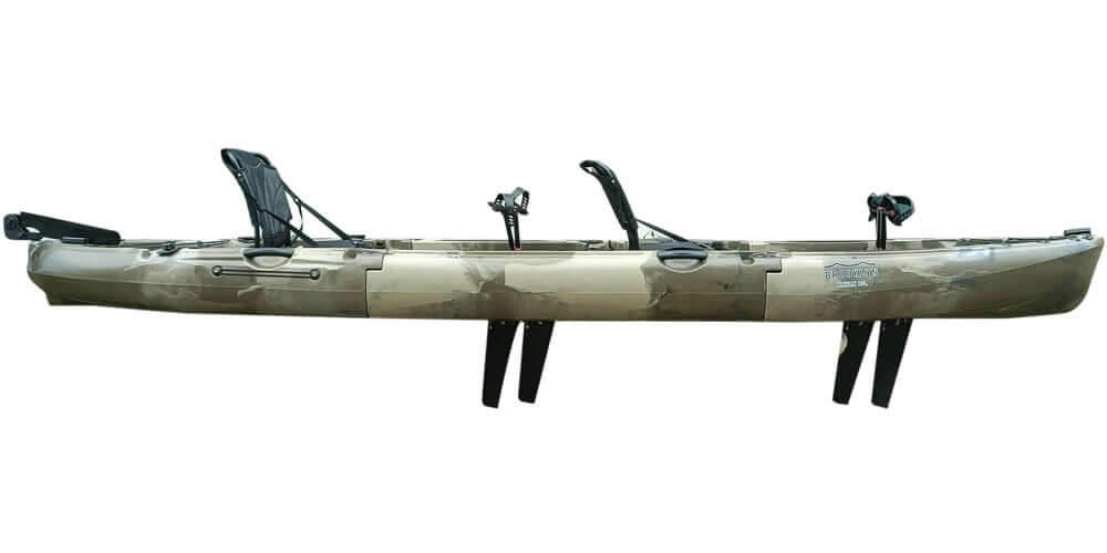 Brooklyn 13.0 3pc Tandem Modular Pedal Kayak (MPT13), green camo - Brooklyn Kayak Company