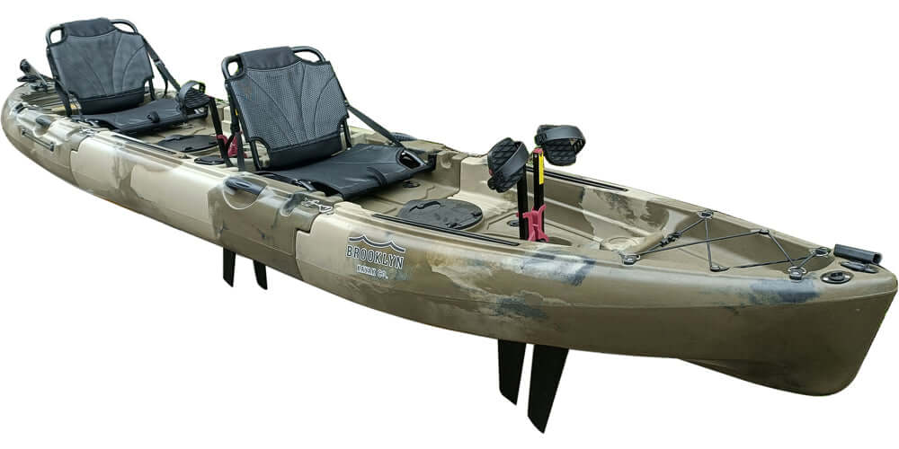 Brooklyn 13.0 3pc Tandem Modular Pedal Kayak (MPT13), green camo - Brooklyn Kayak Company