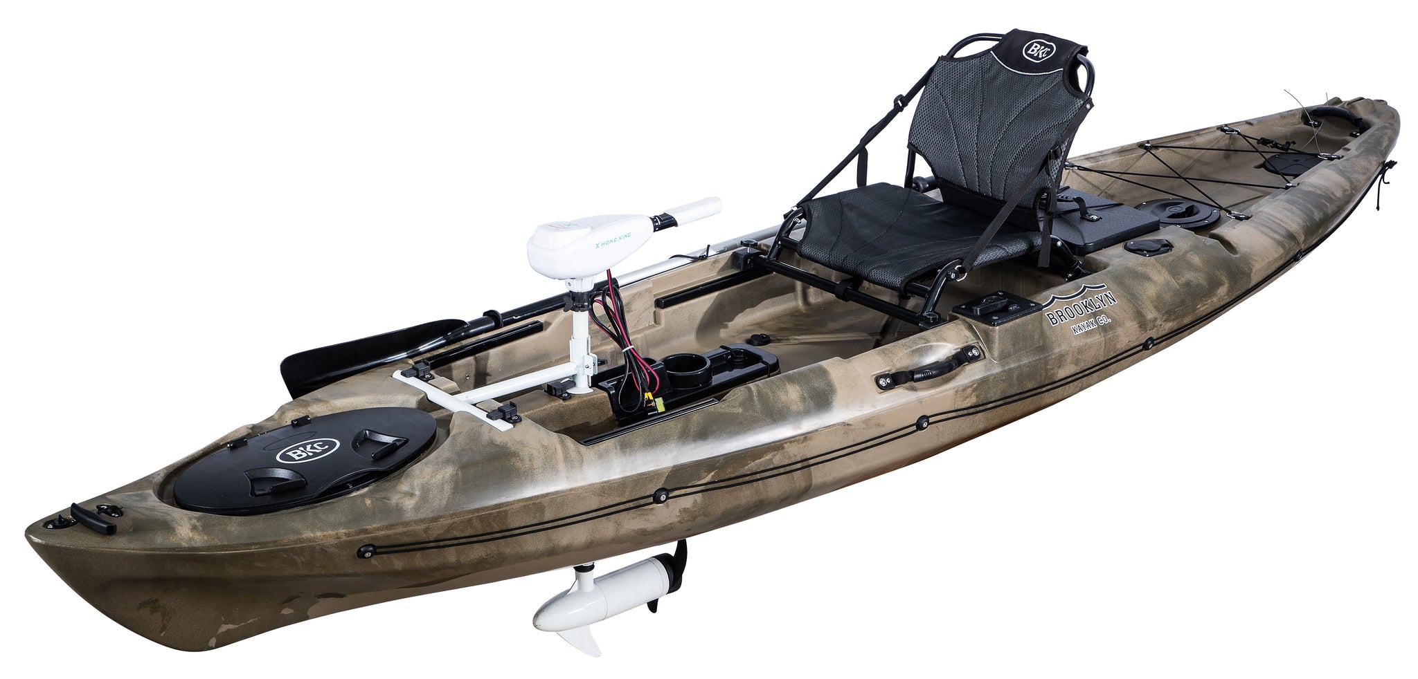 BKC PK12 Angler 12-Foot Sit On Top Solo Fishing Kayak W Trolling Motor