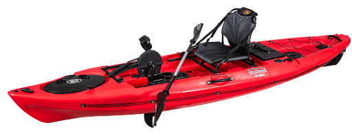 BKC PK12 Angler 12-foot Sit On Top Solo Fishing Kayak w/ Instant Reverse Pedal Drive, Hand Control Rudder, Paddle, and Upright Seat - Brooklyn Kayak Company