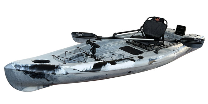 BKC SK12 Solo 12-foot Single Fishing Skiff Boat, grey camo - Brooklyn Kayak Company