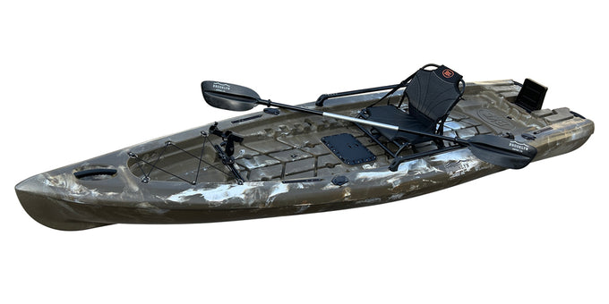 BKC SK12 Solo 12-foot Single Fishing Skiff Boat, green camo - Brooklyn Kayak Company