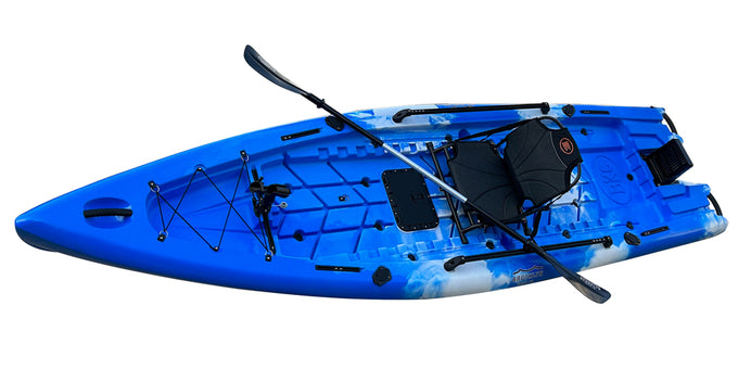 Brooklyn 13.0 Single Skiff Hybrid Kayak, blue camo - Brooklyn Kayak Company