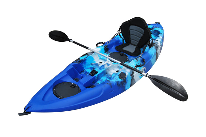 BKC FK184 9' Single Sit On Top Fishing Kayak W/ Seat and Paddle Included Solo Sit-On-Top Angler Kayak - Brooklyn Kayak Company