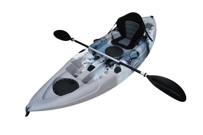 BKC FK184 9' Single Sit On Top Fishing Kayak W/ Seat and Paddle Included Solo Sit-On-Top Angler Kayak - Brooklyn Kayak Company
